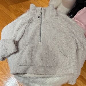 PRICE FIRM ‼️ Lululemon XS Cozy Ivory Sherpa Half-Zip Pullover Thumb Holes Scuba